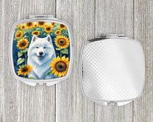 Load image into Gallery viewer, Samoyed in Sunflowers Compact Mirror – Stylish Purse Mirror with Artistic Covers