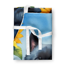 Load image into Gallery viewer, Schipperke in Sunflowers Apron – Artist-Designed Kitchen, BBQ &amp; Craft Apron