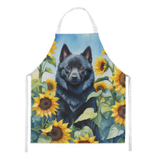 Load image into Gallery viewer, Schipperke in Sunflowers Apron – Artist-Designed Kitchen, BBQ &amp; Craft Apron