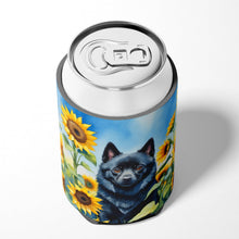 Load image into Gallery viewer, Schipperke in Sunflowers Can or Bottle Hugger