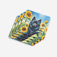 Load image into Gallery viewer, Schipperke in Sunflowers Coasters - Set of 4 Lightweight Foam, Absorbent Drink Coasters