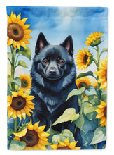 Load image into Gallery viewer, Schipperke in Sunflowers Garden Flag – Bright Dog-Themed Yard Decor
