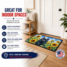 Load image into Gallery viewer, Schipperke in Sunflowers Doormat Front Door Mat Indoor Outdoor Rugs for Entryway, Non Slip Washable Low Pile, 24H X 36W