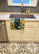 Load image into Gallery viewer, Schipperke in Sunflowers Kitchen Towel