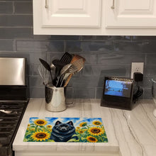 Load image into Gallery viewer, Schipperke in Sunflowers Cutting Board Tempered Glass Kitchen Cutting Surface, Heat Resistant Chopping Board with Non-Slip Feet, Decorative Food Prep &amp; Serving