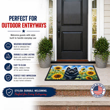Load image into Gallery viewer, Schipperke in Sunflowers Doormat Front Door Mat Indoor Outdoor Rugs for Entryway, Non Slip Washable Low Pile, 18H X 27W