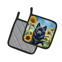 Load image into Gallery viewer, Schipperke in Sunflowers Pot Holders - Set of 2 Decorative Kitchen Helpers | Made in the USA