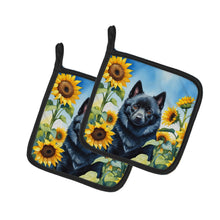 Load image into Gallery viewer, Schipperke in Sunflowers Pot Holders - Set of 2 Decorative Kitchen Helpers | Made in the USA