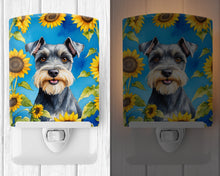 Load image into Gallery viewer, Schnauzer in Sunflowers Ceramic Night Light