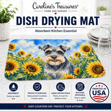 Load image into Gallery viewer, Schnauzer in Sunflowers Dish Drying Mat Absorbent Dish Drying Mat Pad for Kitchen Counter Dish Drainer Mat for Countertop, 14 x 21", Multicolor