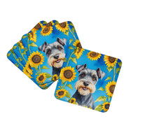 Load image into Gallery viewer, Schnauzer in Sunflowers Coasters - Set of 4 Lightweight Foam, Absorbent Drink Coasters