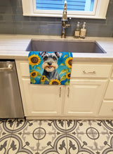 Load image into Gallery viewer, Schnauzer in Sunflowers Kitchen Towel