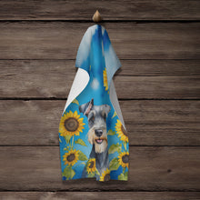 Load image into Gallery viewer, Schnauzer in Sunflowers Kitchen Towel