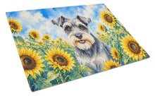 Load image into Gallery viewer, Schnauzer in Sunflowers Cutting Board Tempered Glass Kitchen Cutting Surface, Heat Resistant Chopping Board with Non-Slip Feet, Decorative Food Prep &amp; Serving