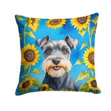 Load image into Gallery viewer, Schnauzer in Sunflowers Throw Pillow - 14x14 Decorative Pillow – Art for Your Home &amp; Patio