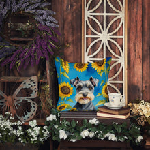 Load image into Gallery viewer, Schnauzer in Sunflowers Throw Pillow