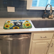 Load image into Gallery viewer, Scottish Deerhound in Sunflowers Dish Drying Mat Absorbent Dish Drying Mat Pad for Kitchen Counter Dish Drainer Mat for Countertop, 14 x 21", Multicolor