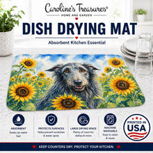 Load image into Gallery viewer, Scottish Deerhound in Sunflowers Dish Drying Mat Absorbent Dish Drying Mat Pad for Kitchen Counter Dish Drainer Mat for Countertop, 14 x 21", Multicolor