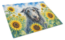 Load image into Gallery viewer, Scottish Deerhound in Sunflowers Cutting Board Tempered Glass Kitchen Cutting Surface, Heat Resistant Chopping Board with Non-Slip Feet, Decorative Food Prep &amp; Serving