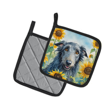 Load image into Gallery viewer, Scottish Deerhound in Sunflowers Pot Holders - Set of 2 Decorative Kitchen Helpers | Made in the USA