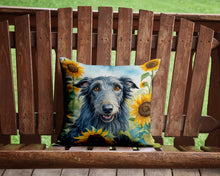 Load image into Gallery viewer, Scottish Deerhound in Sunflowers Throw Pillow - 14x14 Decorative Pillow – Art for Your Home &amp; Patio