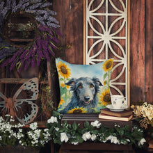 Load image into Gallery viewer, Scottish Deerhound in Sunflowers Throw Pillow - 14x14 Decorative Pillow – Art for Your Home &amp; Patio