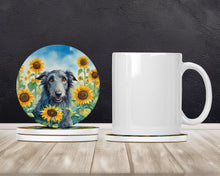 Load image into Gallery viewer, Scottish Deerhound in Sunflowers Large Sandstone Coasters Pack of 4
