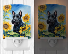 Load image into Gallery viewer, Scottish Terrier in Sunflowers Ceramic Night Light