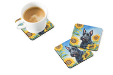 Load image into Gallery viewer, Scottish Terrier in Sunflowers Coasters - Set of 4 Lightweight Foam, Absorbent Drink Coasters