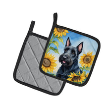 Load image into Gallery viewer, Scottish Terrier in Sunflowers Pot Holders - Set of 2 Decorative Kitchen Helpers | Made in the USA