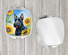 Load image into Gallery viewer, Scottish Terrier in Sunflowers Compact Mirror – Stylish Purse Mirror with Artistic Covers