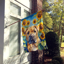Load image into Gallery viewer, Shar Pei in Sunflowers House Flag