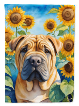 Load image into Gallery viewer, Shar Pei in Sunflowers House Flag