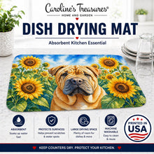 Load image into Gallery viewer, Shar Pei in Sunflowers Dish Drying Mat Absorbent Dish Drying Mat Pad for Kitchen Counter Dish Drainer Mat for Countertop, 14 x 21", Multicolor