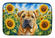 Load image into Gallery viewer, Shar Pei in Sunflowers Dish Drying Mat Absorbent Dish Drying Mat Pad for Kitchen Counter Dish Drainer Mat for Countertop, 14 x 21", Multicolor
