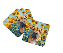Load image into Gallery viewer, Shar Pei in Sunflowers Coasters - Set of 4 Lightweight Foam, Absorbent Drink Coasters