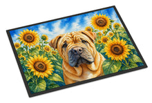 Load image into Gallery viewer, Shar Pei in Sunflowers Doormat Front Door Mat Indoor Outdoor Rugs for Entryway, Non Slip Washable Low Pile, 18H X 27W