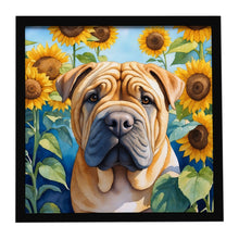 Load image into Gallery viewer, Shar Pei in Sunflowers Framed Metal Print