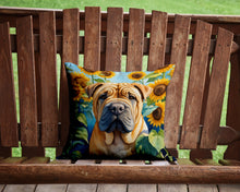 Load image into Gallery viewer, Shar Pei in Sunflowers Throw Pillow - 14x14 Decorative Pillow – Art for Your Home &amp; Patio