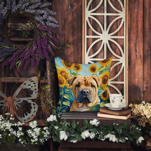 Load image into Gallery viewer, Shar Pei in Sunflowers Throw Pillow
