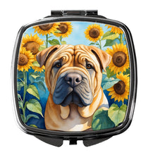 Load image into Gallery viewer, Shar Pei in Sunflowers Compact Mirror – Stylish Purse Mirror with Artistic Covers