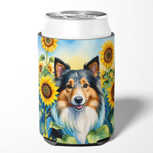 Load image into Gallery viewer, Sheltie in Sunflowers Can or Bottle Hugger