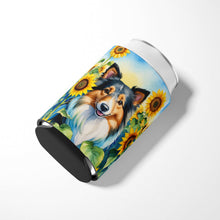 Load image into Gallery viewer, Sheltie in Sunflowers Can or Bottle Hugger