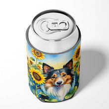 Load image into Gallery viewer, Sheltie in Sunflowers Can or Bottle Hugger