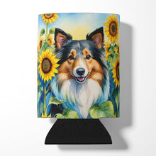 Load image into Gallery viewer, Sheltie in Sunflowers Can or Bottle Hugger