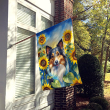 Load image into Gallery viewer, Sheltie in Sunflowers House Flag
