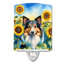 Load image into Gallery viewer, Sheltie in Sunflowers Ceramic Night Light