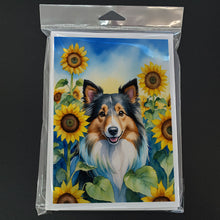 Load image into Gallery viewer, Sheltie in Sunflowers Greeting Cards - Blank Note Cards – 8-Pack of Artist-Designed Cards with Envelopes