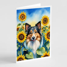 Load image into Gallery viewer, Sheltie in Sunflowers Greeting Cards - Blank Note Cards – 8-Pack of Artist-Designed Cards with Envelopes
