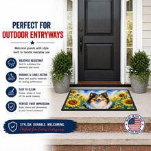 Load image into Gallery viewer, Sheltie in Sunflowers Doormat Front Door Mat Indoor Outdoor Rugs for Entryway, Non Slip Washable Low Pile, 18H X 27W